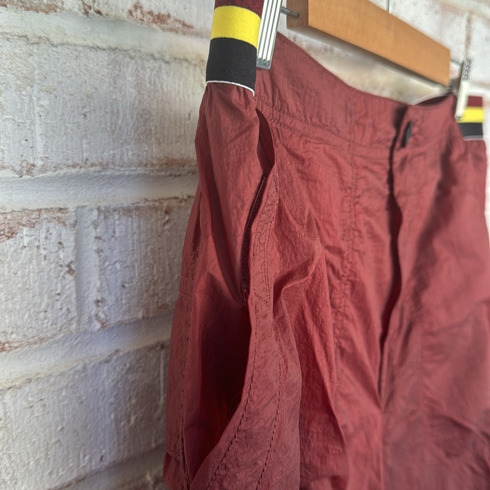 Free People Maroon Wide-Leg Drawstring Hem Track Pants - Picture 2 of 10